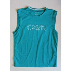 Calvin Klein Blue Green Swim Shirt Top UPF 40 Size L Sleeveless Swimwear Coverup